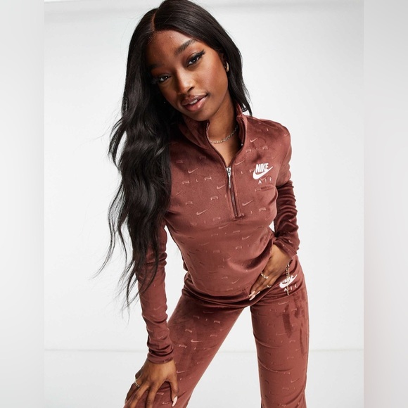 Nike Air Velour 1/4 Zip Top in Bronze (brown) - Picture 1 of 15